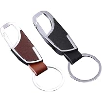 Key Chain, 2 PCS Metal Car Key Chain Clip Detachable Leather